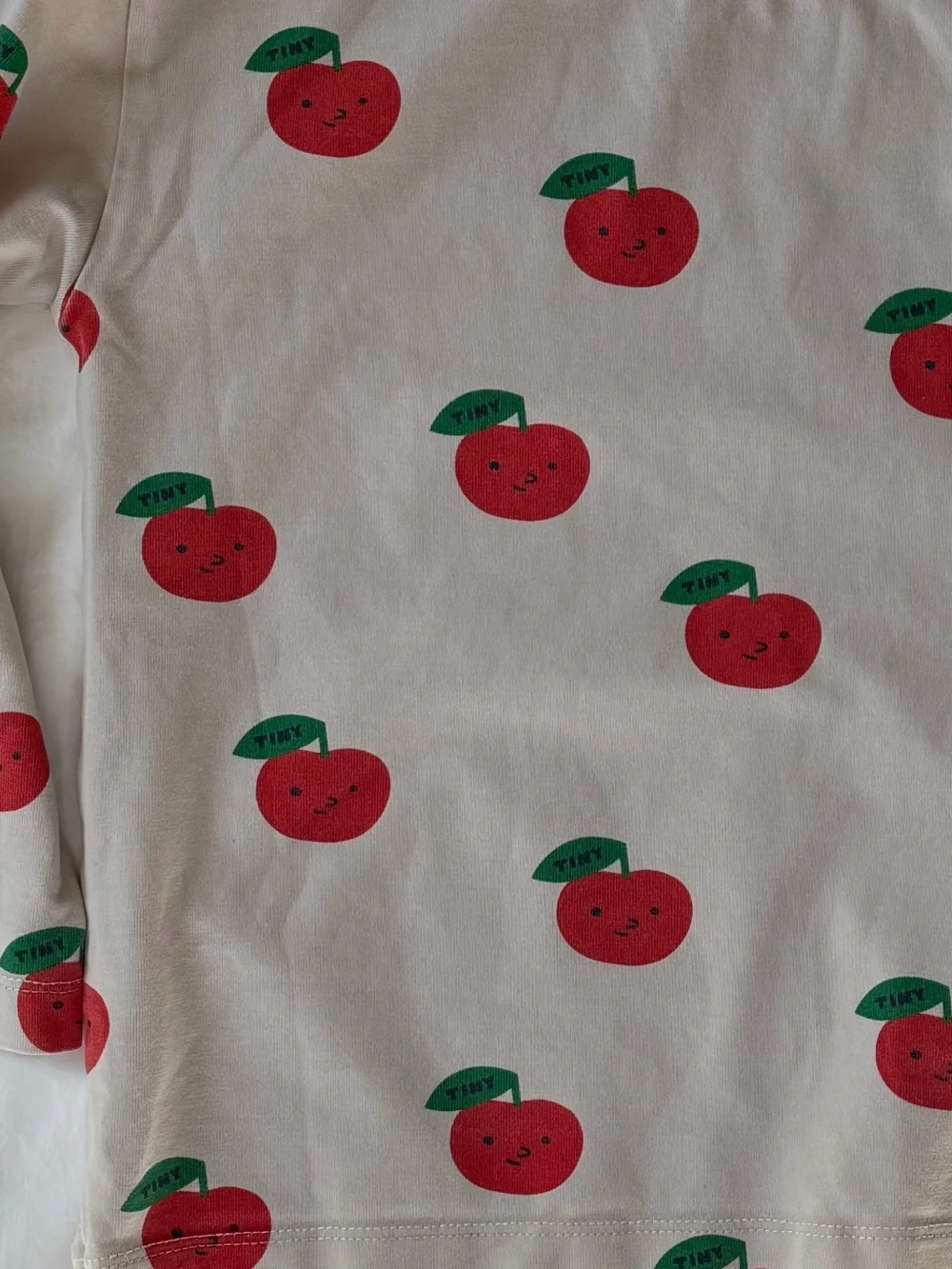 TINYCOTTONS Kids 4Y Apple Print Long Sleeve T-Shirt Cream Red